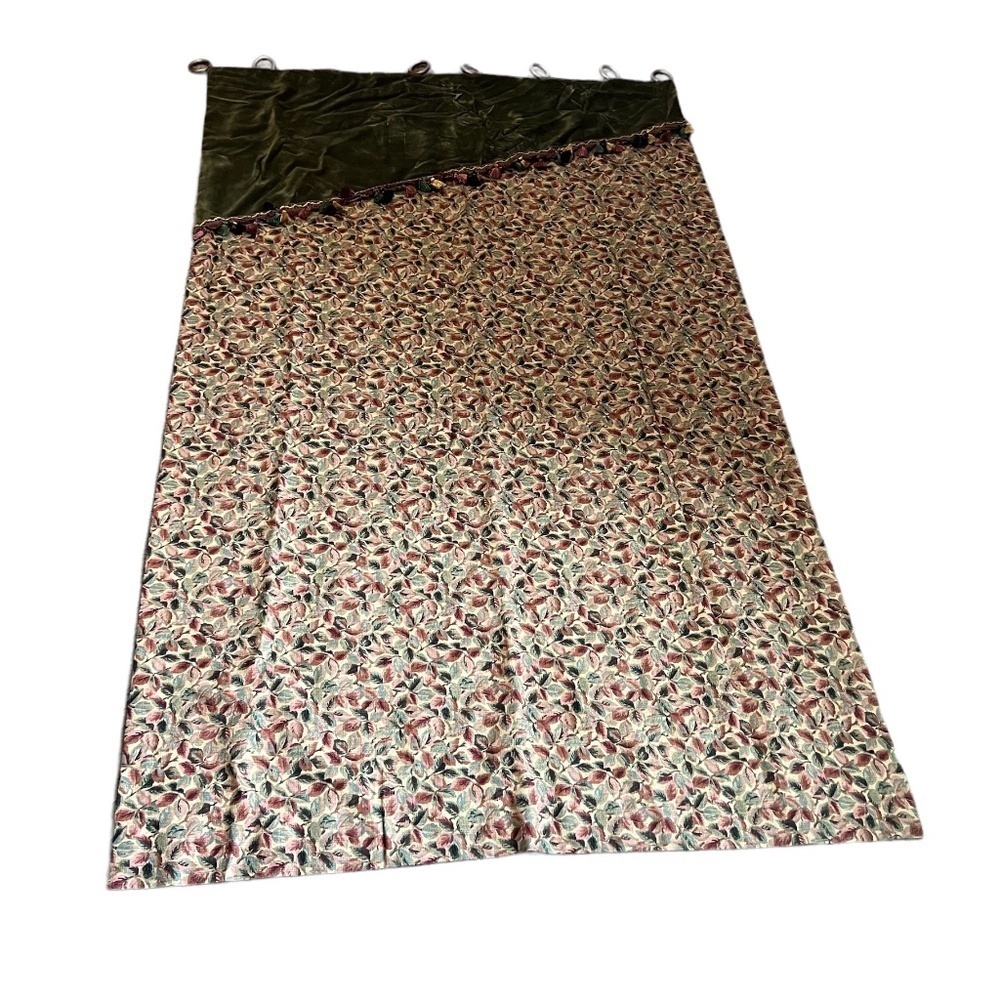 New Set of 2‎ Custom Made Designer Drapes Red and green Floral Leaves